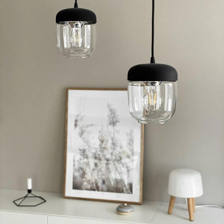 Чёрно-медный подвесной светильник Жёлудь на чёрном проводе Acorn Black Copper Hanging Lamp With Black Cord