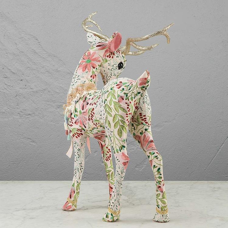 Статуэтка Олень с цветочным узором и золотыми рогами Floral Deer With Golden Horns