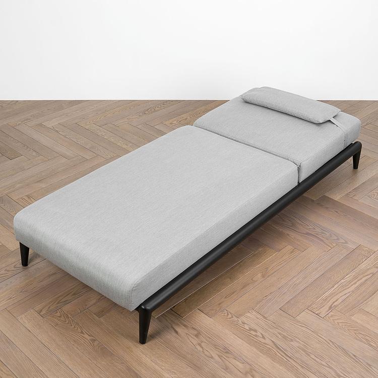 Садовый шезлонг-лежак Dune Lounger, Black акриловая ткань Lead Chine - ракурс 6