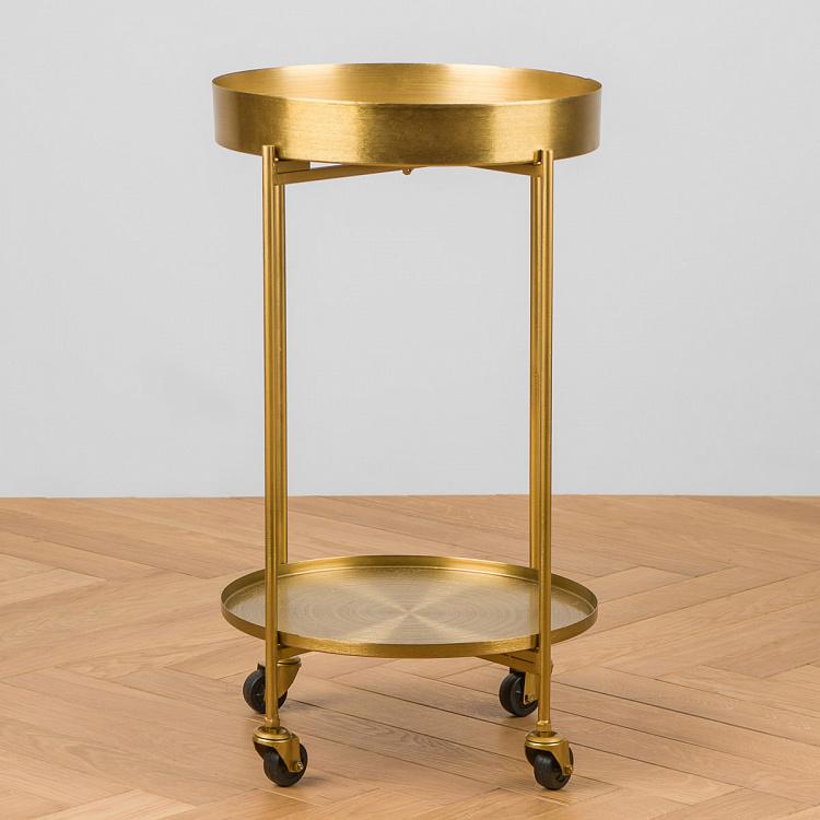 Барная сервировочная тележка золотого цвета Bar Trolley Gold