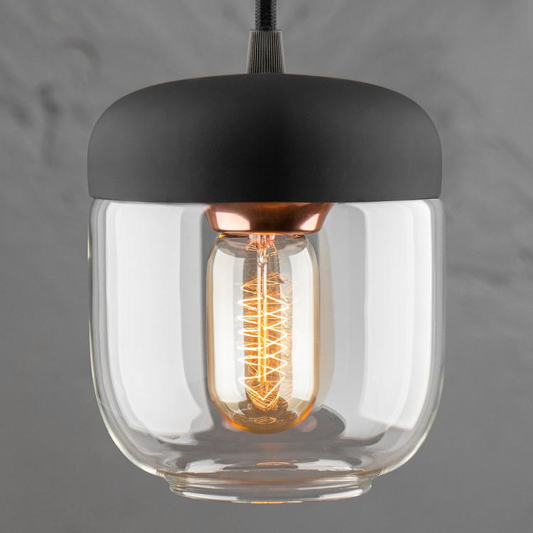 Чёрно-медный подвесной светильник Жёлудь на чёрном проводе Acorn Black Copper Hanging Lamp With Black Cord