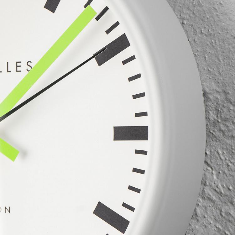 Серые настенные часы Швейцарский вокзал Baton Lime Hands Swiss Station Clock Grey