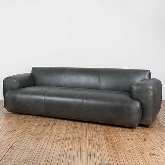 Трёхместный диван Mousse 3 Seater натуральная кожа Freehand Washed Ebony