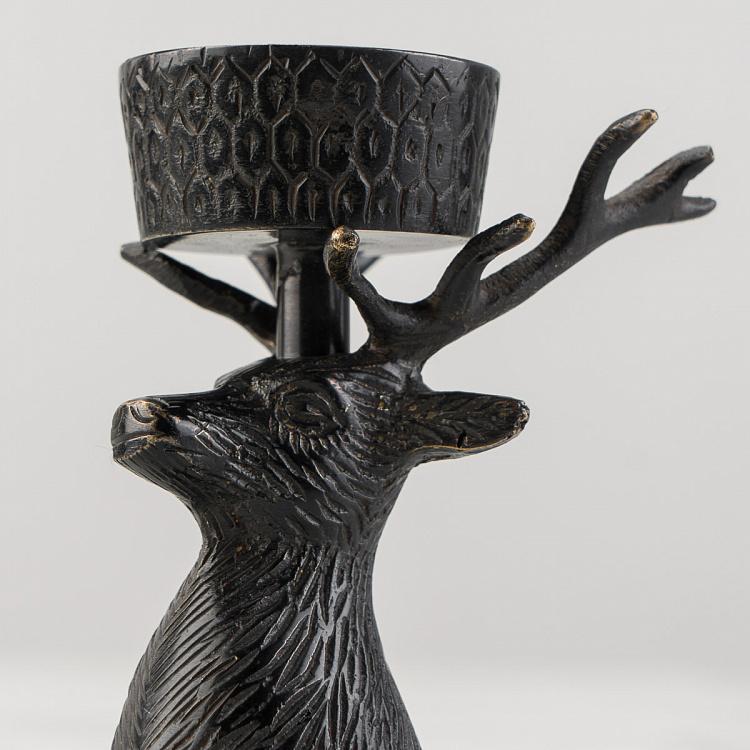 Подсвечник для чайной свечи чёрный с головой оленя Deer Head Tealight Holder