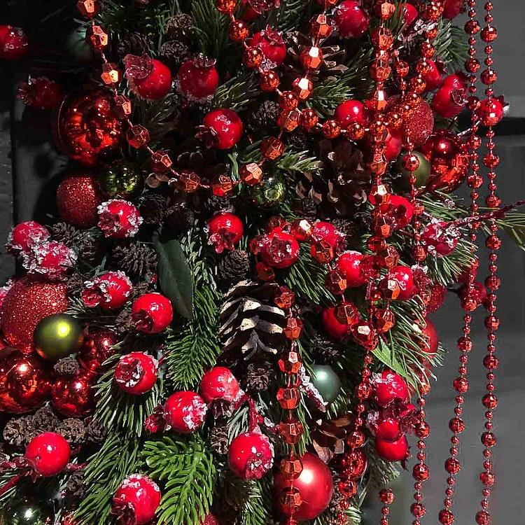 Большой новогодний венок с шишками и красными шарами Wreath Bagel Extra Large