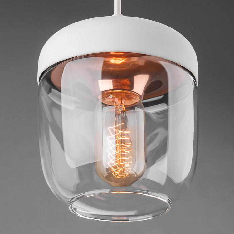 Белый подвесной светильник Жёлудь на белом проводе Acorn White Hanging Lamp With White Cord