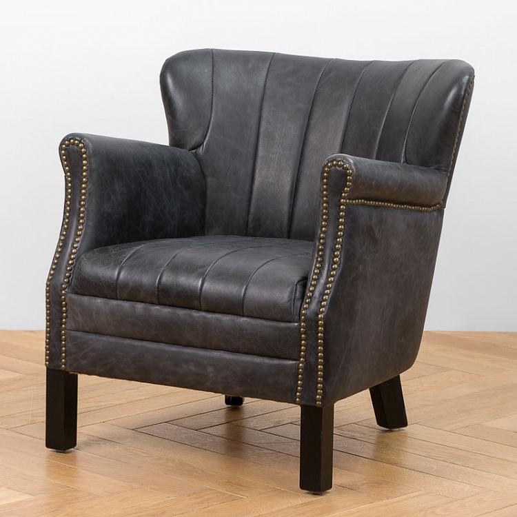 Кресло Поль с отделкой полосами, чёрные ножки Paul Armchair With Stripes, Black Wood D