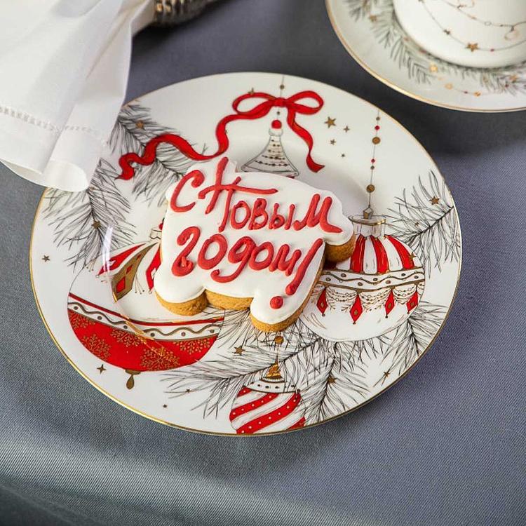 Десертная тарелка Новогодняя с ёлочными шарами New Year Balls Dessert Plate