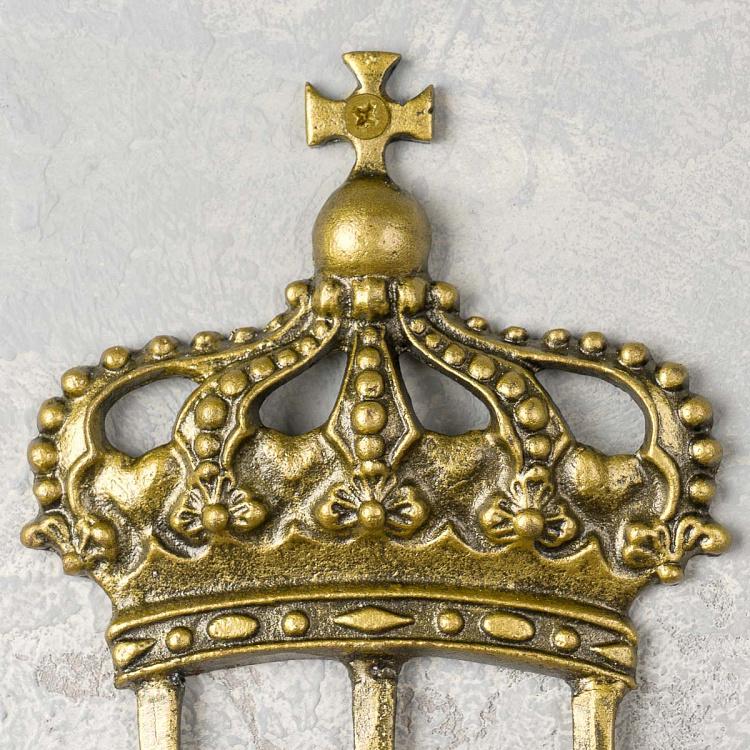 Трёхместная настенная вешалка Корона с патиной Triple Hook Crown Gold Patina