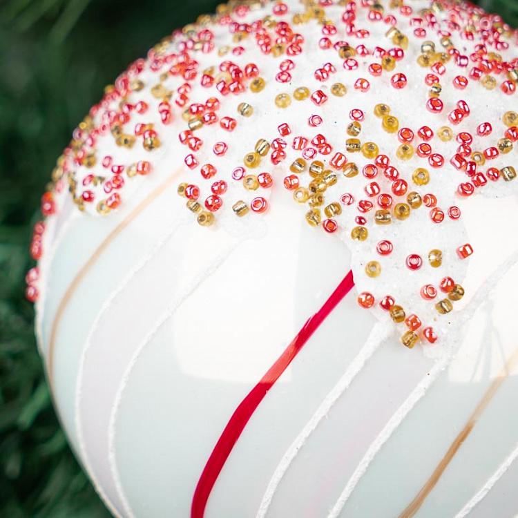 Ёлочный шар с узкими полосками 1 Glass Candy Stripe Ball 1 Pink 8 cm