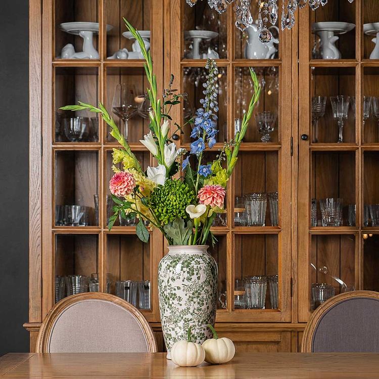 Ваза с узором из зелёных цветов, L Flower Vase Large Green