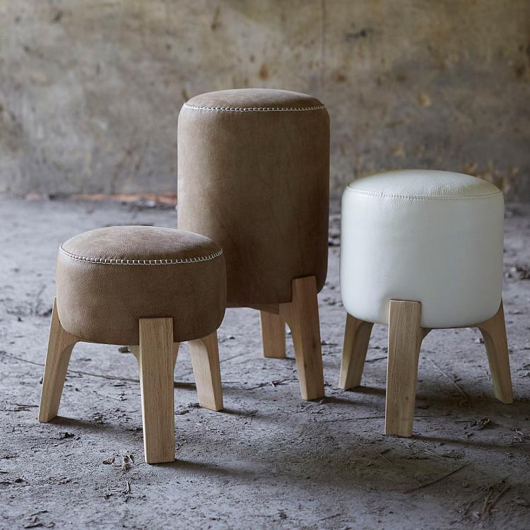 Табурет Цилиндр с двойной стежкой, M F296 Drum Stool Medium With Double Stitch