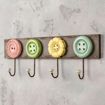 Настенная вешалка Coat Rack With 4 Hooks Buttons