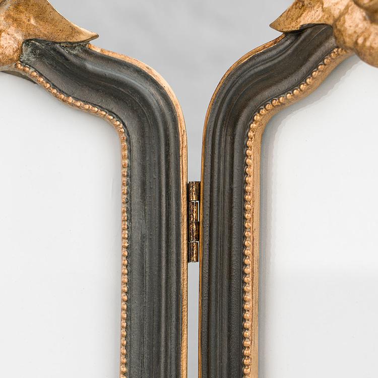 Двойная рамка для фото Золотистые ангелы Black And Gold Angles Double Photo Frame