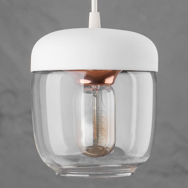 Белый подвесной светильник Жёлудь на белом проводе Acorn White Hanging Lamp With White Cord