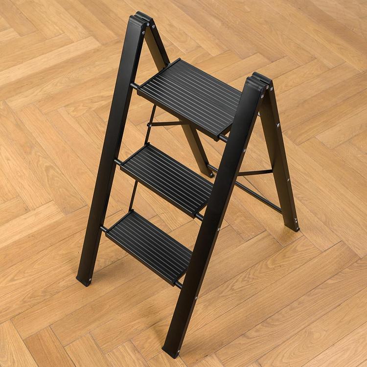 Чёрная стремянка Леонардо с тремя ступенями Leonardo Stepladder 3 Steps Black