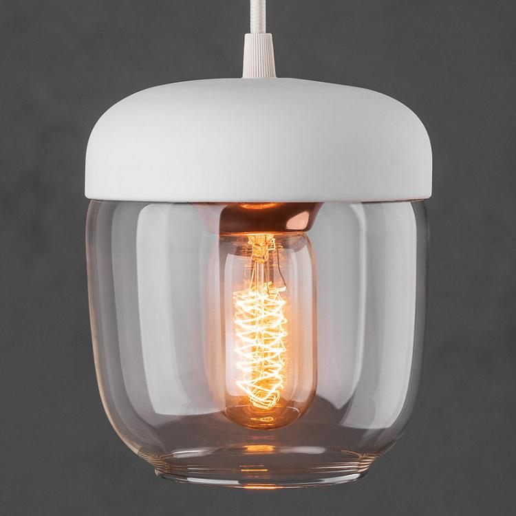 Acorn White Hanging Lamp With White Cord
