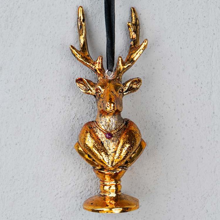 Ёлочная игрушка Бюст оленя золотого цвета, S Deer Bust Gold 15 cm
