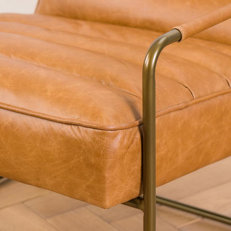 Кресло с квадратными подлокотниками Макине Makine Cognac Armchair Square Armrests