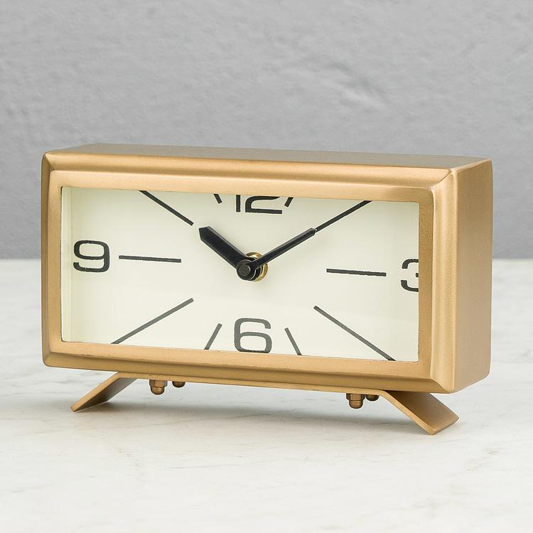 Прямоугольные настольные часы латунного цвета в винтажном стиле Rectangular Brass Patina Clock