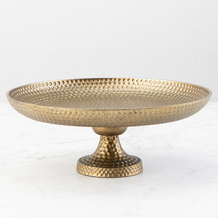 Кованая сервировочная подставка-тортовница на основании Hammered Golden Dish On Base