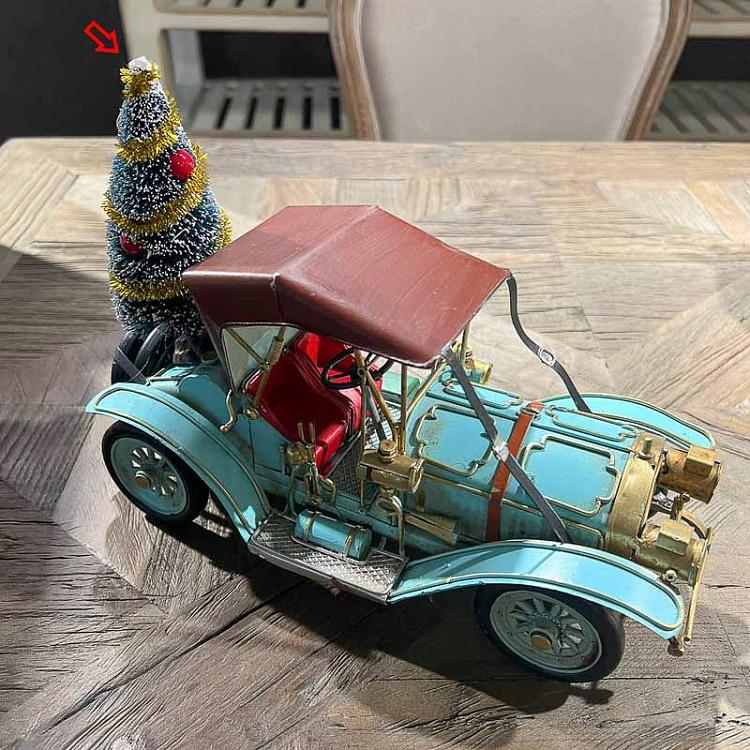 Новогодняя фигурка Голубая ретро машина дисконт Christmas Car Mint 29 cm discount
