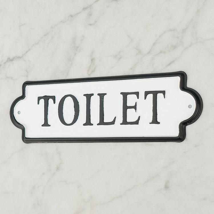 Белая металлическая табличка Туалет White Sign Toilet