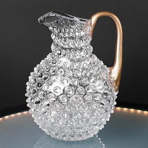 Pitcher Hobnail With Golden Handle Large