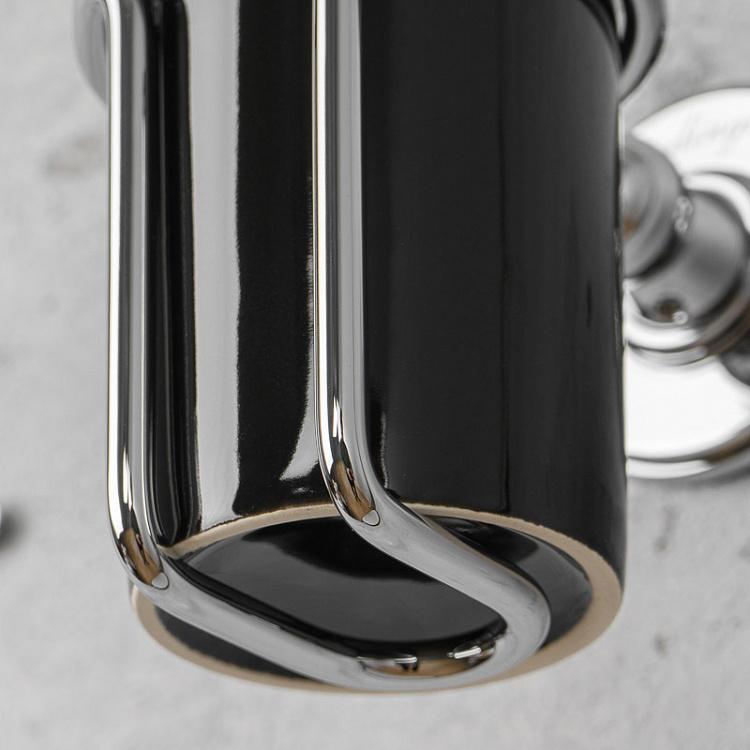 Настенный чёрный стакан для зубных щёток в подставке цвета хром Tumbler Holder Chrome And Black