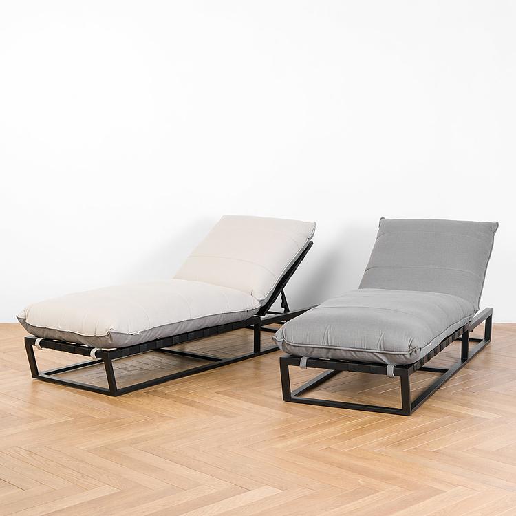 Садовый шезлонг-лежак Reef Lounger, Black акриловая ткань Light Stone - ракурс 14