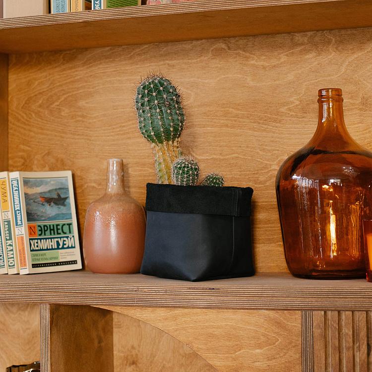 Корзина для хранения Leather Storage Basket Small натуральная кожа Noire - ракурс 5