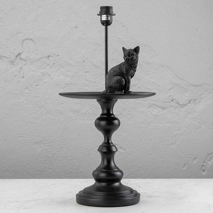 Настольная лампа с белым абажуром Кошка на столике Cat On Stand Table Lamp With White Shade