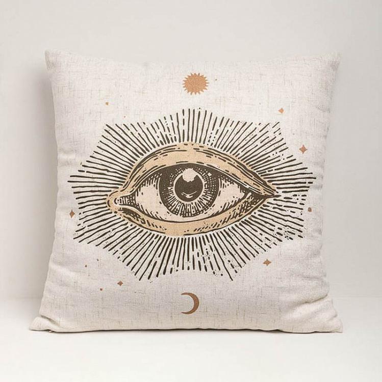 Декоративная бежевая подушка Магический глаз  Eye Mystic Cushion Beige