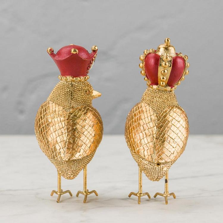 Набор из двух статуэток Золотые королевские птицы Set Of 2 Figurines Royal Bird Gold Red