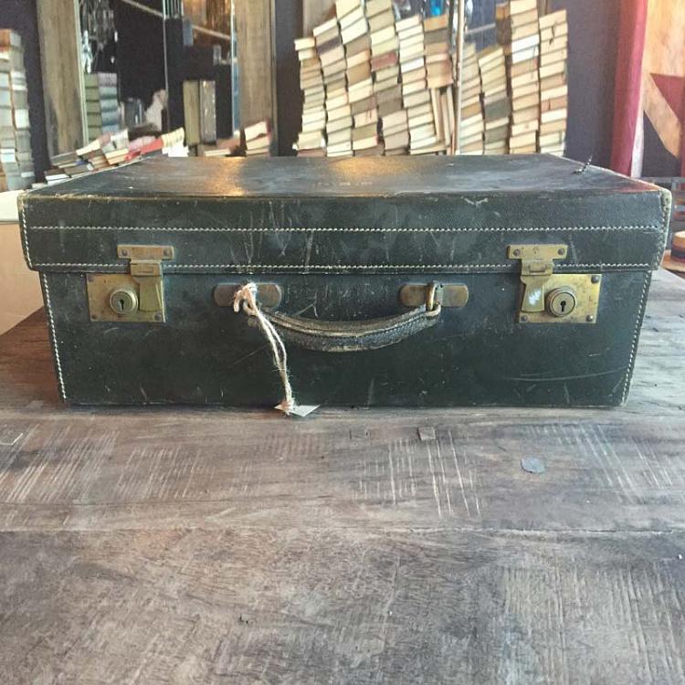 Винтажный кожаный тёмно-зелёный чемодан  Vintage Rifle-Green Suitcase