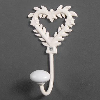 Small Hook Heart With Porcelain Knob Iron Cream