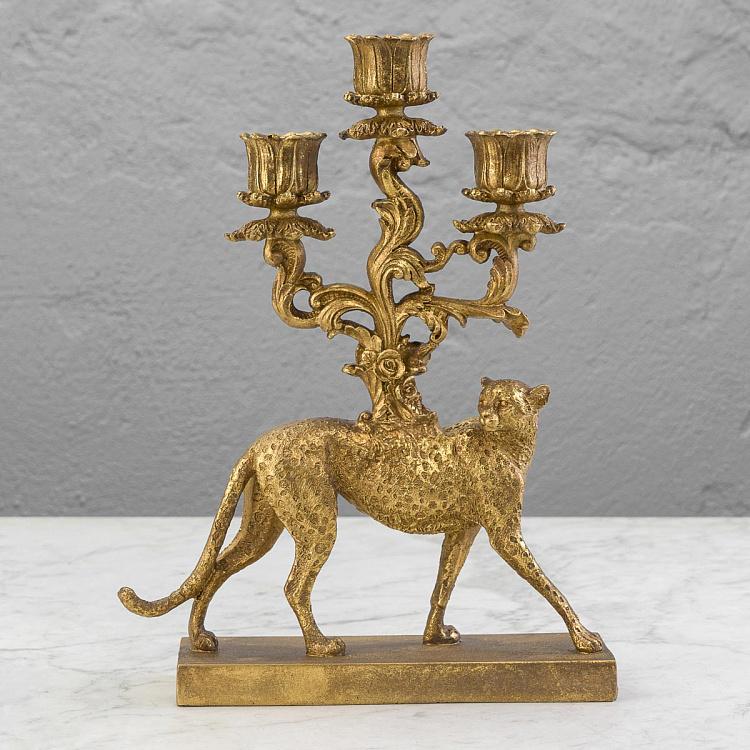 Подсвечник на три свечи Золотой леопард Golden Leopard Candelabrum