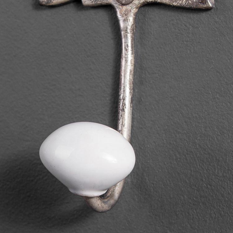 Однорожковый серебристый крючок Кленовый лист Antique Silver Hook With Leaf Design