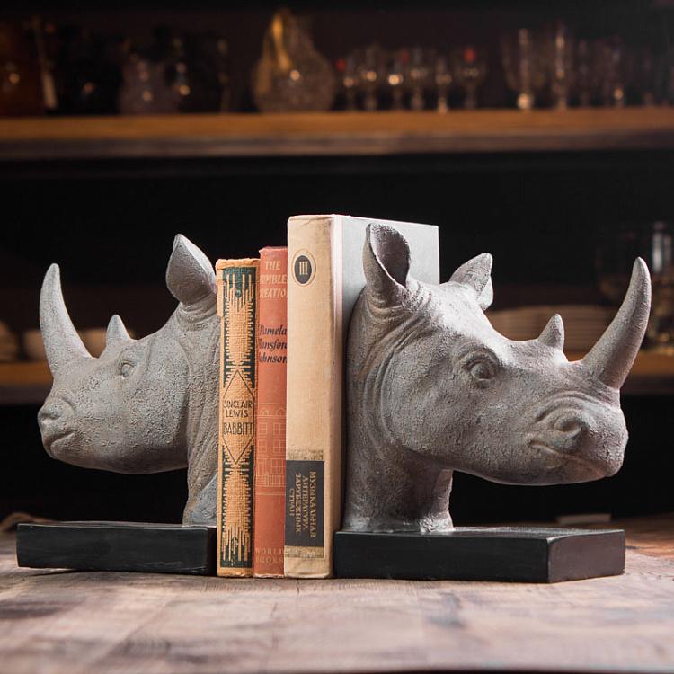 Набор из 2-х держателей для книг Носороги Bookend Rhino Heads