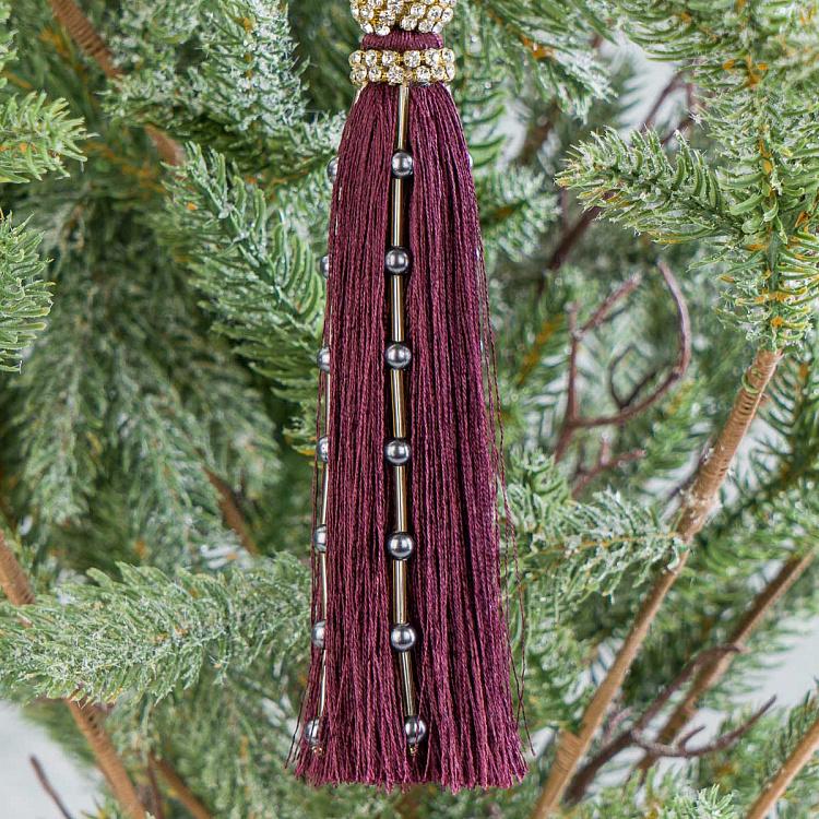 Новогодняя подвеска Фиолетовая кисточка с бусинами Tassel Beads Pendant Purple 16 cm