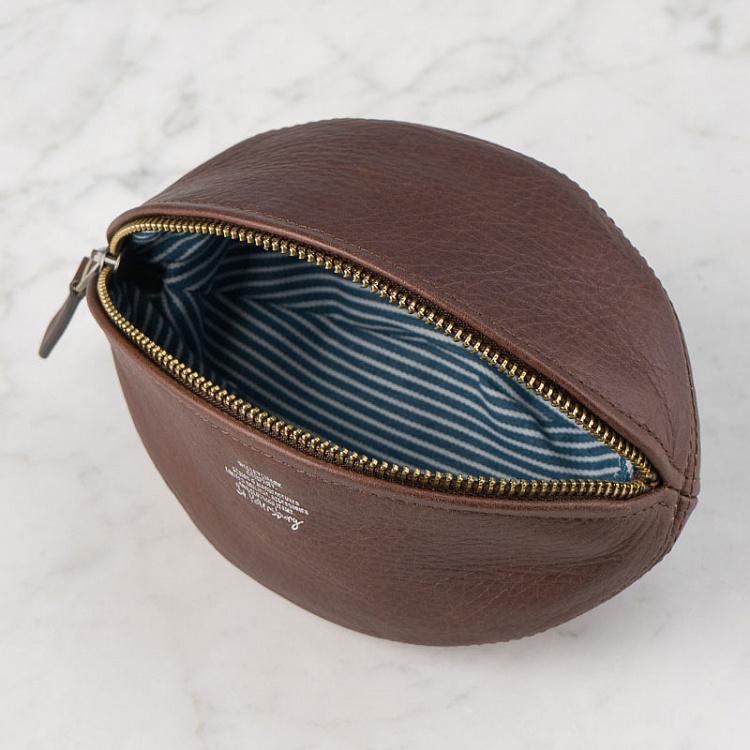 Вишнёво-коричневый кожаный кошелёк-мяч Оболенский Компакт Skid Obolensky Compact, Cherry Grain