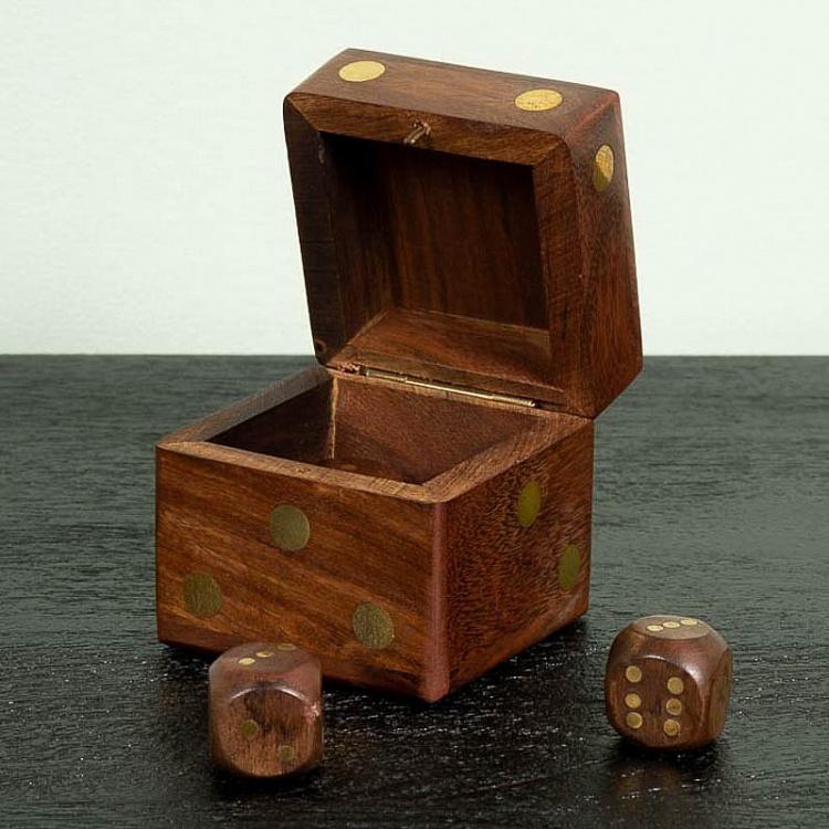 Пять деревянных игральных костей в шкатулке Dice Box With 5 Dices