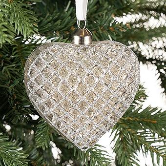 Relief Heart Shaped Ball Silver 9 cm