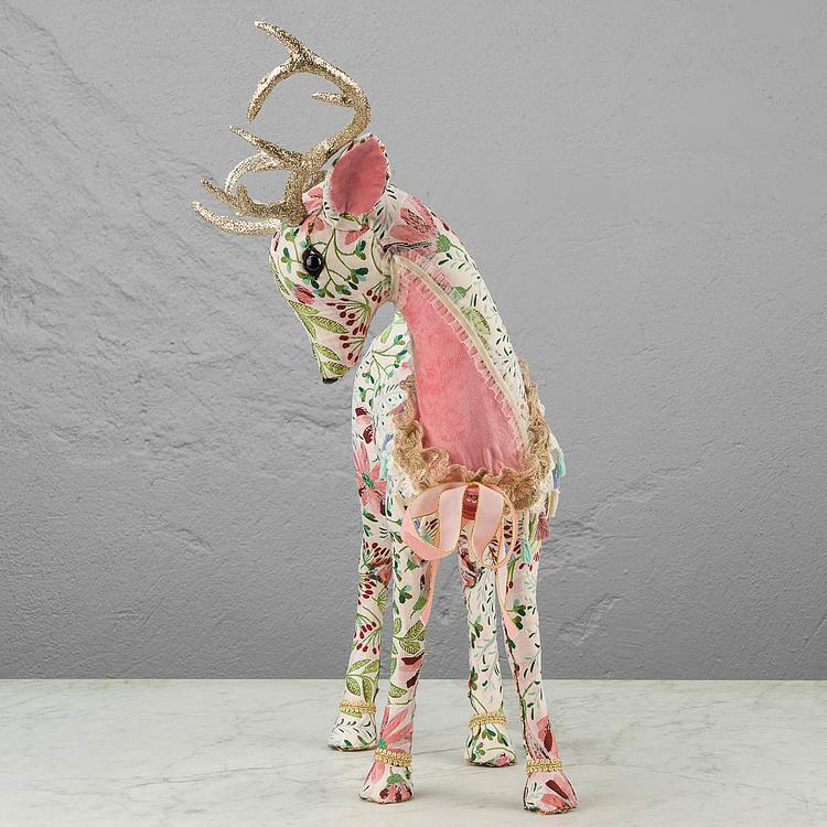 Статуэтка Олень с цветочным узором и золотыми рогами Floral Deer With Golden Horns