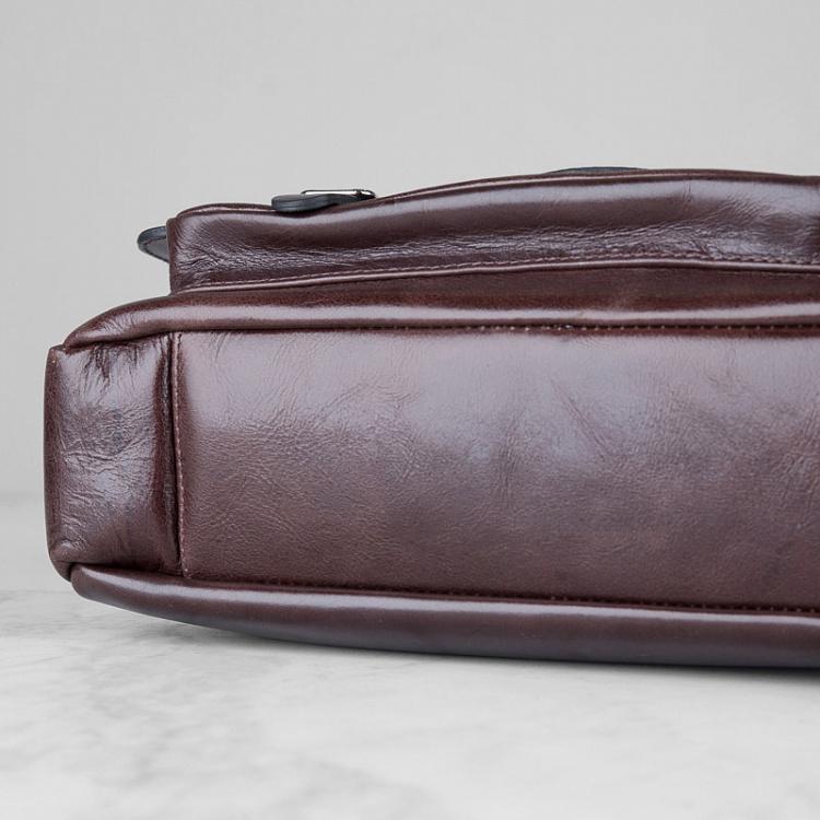 Тёмно-вишнёвая кожаная мужская Сечел Satchel Messenger Bag, Overripe Cherry