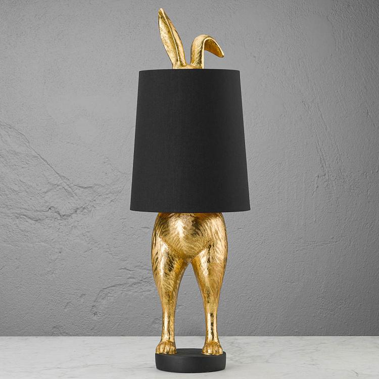 Настольная лампа Робкий кролик с чёрным абажуром Table Lamp Hiding Bunny Black