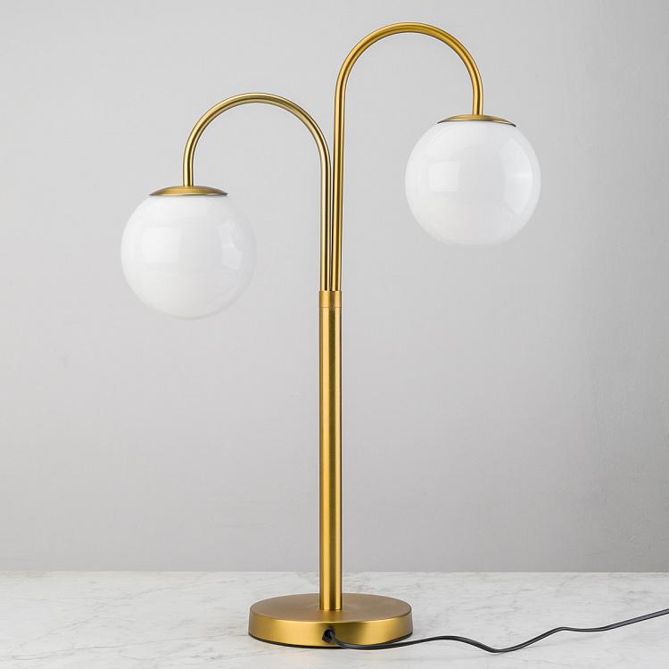 Настольная лампа с двумя плафонами Круазет Croisette Double Table Lamp Brass Finish