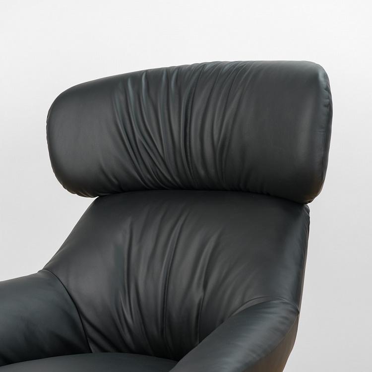 Вращающееся кресло Бельфьоре с подголовником, титановые ножки Belfiore Wing Swivel Armchair, Titanium