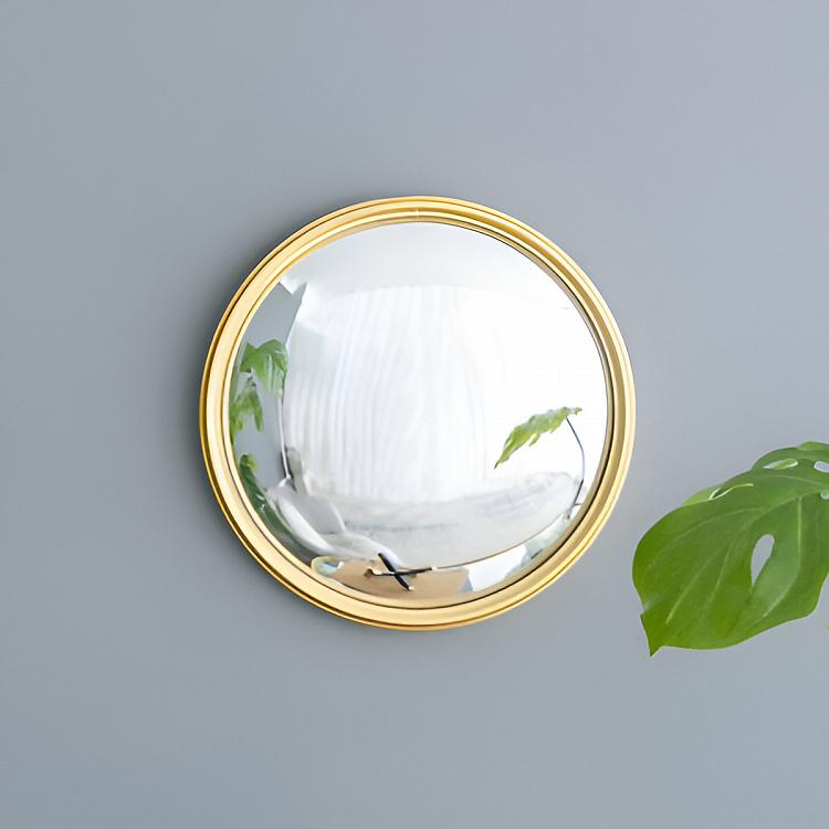 Круглое выпуклое зеркало в золотистой раме, S Gold Frame Convex Mirror Small