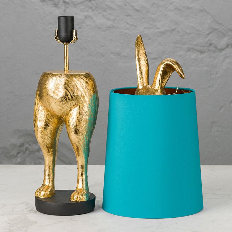 Настольная лампа Робкий кролик с бирюзовым абажуром Table Lamp Hiding Bunny Turquoise